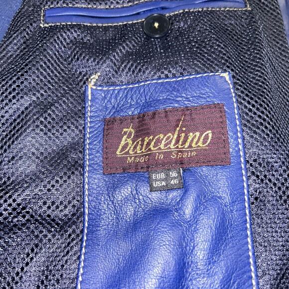 Rare Vintage Leather Knit Jacket Barcelino Torras Made in Spain US Size 46 - Picture 11 of 13